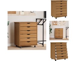 vidaXL Bureaukast - Bureaukasten - Ladekast - Ladenkast - Ladekast MOSS verrijdbaar massief grenenhout honingbruin