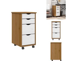 vidaXL Bureaukast - Bureaukasten - Ladekast - Ladenkast - Ladekast MOSS verrijdbaar massief grenenhout honingbruin