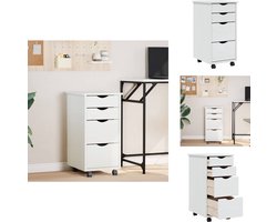 vidaXL Bureaukast - Bureaukasten - Ladekast - Ladenkast - Ladekast MOSS verrijdbaar massief grenenhout wit