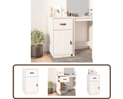 vidaXL Bureaukastje - Wit - Massief Grenenhout Kantoor Kast - Bureau Kast - Houten Kast - Witte Kast - Opbergkast