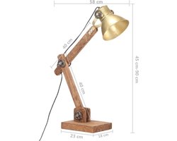 vidaXL Bureaulamp industrieel rond E27 58x18x90 cm messingkleurig