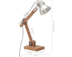 vidaXL Bureaulamp industrieel rond E27 58x18x90 cm zilverkleurig
