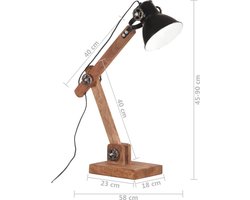 vidaXL Bureaulamp industrieel rond E27 58x18x90 cm zwart