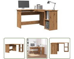 vidaXL Bureaus - Hoekbureau - Hoekbureau 120x140x75 cm bewerkt hout artisanaal eikenkleur - Houten Bureau - Kunststof Bureau - Werkplek