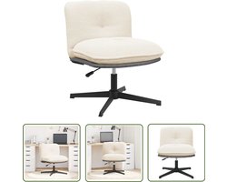 vidaXL Bureaustoel - Draaibare Kantoorstoel - Bureaustoel crèmekleurig gekrulde wolachtige stof - Ergonomische Stoel - Comfortabele Stoel - Kantooraccessoires