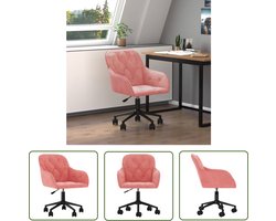 vidaXL Bureaustoel - Kantoorstoel - Kantoorstoel draaibaar fluweel roze - Roze Stoel - Velvet Stoel - Draaibare Stoel
