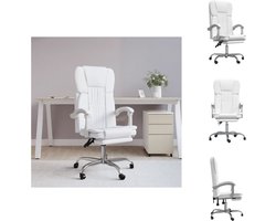vidaXL Bureaustoel - Verstelbare rugleuning en voetensteun - Duurzaam kunstleer - Wit - 63x56x112.5-122 cm - vidaXL - Bureaustoel