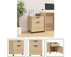 vidaXL Burokas - Dossierkast - Dossierkast verrijdbaar 45x38x54 cm bewerkt hout sonoma eiken - Houten Kast - Bruine Kast - Werktafel Accessoires