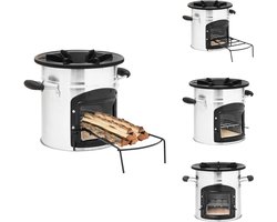vidaXL Campingfornuis - Campingfornuizen - Houtkachel - Terrasverwarmer - Camping houtkachel 45,5x33x25,5 cm roestvrij staal zilverkleur