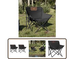 vidaXL Campingstoelen 2 st inklapbaar met vakje - Zwart Campingstoel - Tuinstoel - Vouwstoel - Klapstoel - Outdoorstoel