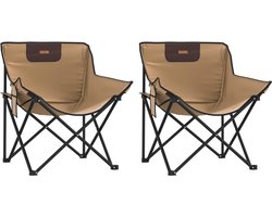 vidaXL - Campingstoelen - 2 - st - met - vakje - inklapbaar - bruin