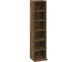 vidaXL - Cd-kast - 21x20x88 - cm - bewerkt - hout - gerookt - eikenkleurig