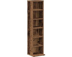vidaXL - Cd-kast - 21x20x88 - cm - bewerkt - hout - oud - houtkleurig