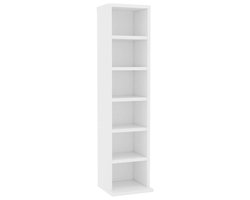 vidaXL - Cd-kast - 21x20x88 - cm - bewerkt - hout - wit