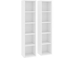 vidaXL - Cd-kasten - 2 - st - 21x16x93,5 - bewerkt - hout - wit
