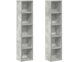 vidaXL - Cd-kasten - 2 - st - 21x16x93,5 - spaanplaat - betongrijs
