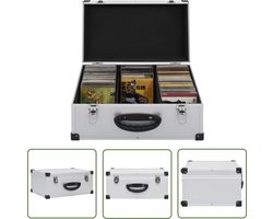 vidaXL Cd Opslag - Cd Koffer - Cd-koffer voor 60 cd's aluminium ABS zilverkleurig - Cd Organizer - Houten Cd Kast - Aluminium Cd Box
