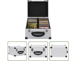 vidaXL Cd Organizer - Cd Koffer - Cd-koffer voor 40 cd's aluminium ABS zilverkleurig - Muziekblad Holder - Houten Cd Case - Compact Disc Box