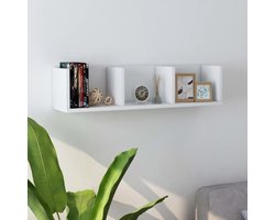 vidaXL Cd Wandenplank - Cd Kast - Cd-wandschap 75x18x18 cm bewerkt hout wit - Muziekbibliotheek - Houten Opbergkast - Decoratief Wandrek