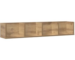 vidaXL - CD-wandschap - 100x18x18 - cm - bewerkt - hout - artisanaal - eikenkleurig