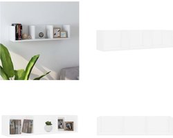 vidaXL Cd-wandschap 75x18x18 cm bewerkt hout wit - Cd-rek - Cd-rekken - Cd-schap - Cd-schappen