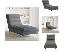 vidaXL Chaise Longue - Chaise Longues - Chaise Longue Stoel - Chaise Longue Bank - Chaise longue met kussens stof donkergrijs