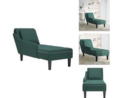 vidaXL Chaise Longue - Chaise Longues - Chaise Lounge Stoel - Chaise Lounge Bank Stoel - Chaise longue met kussen&rechterarmleuning fluweel donkergroen