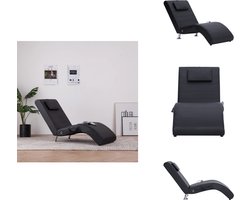 vidaXL Chaise Longue - Chaise Longues - Ligstoel - Ligstoelen - Massage chaise longue met kussen kunstleer zwart