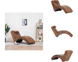 vidaXL Chaise Longue - Chaise Longues - Ligstoel - Ligstoelen - Massage chaise longue met kussen kunstsuède bruin