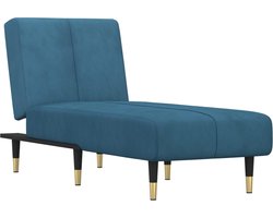 vidaXL - Chaise - longue - fluweel - blauw