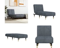 vidaXL - Chaise - longue - fluweel - donkergrijs
