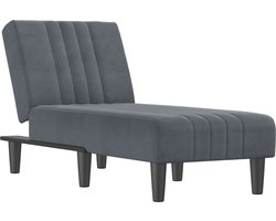 vidaXL - Chaise - longue - fluweel - donkergrijs