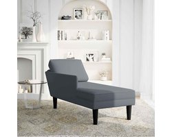 vidaXL Chaise longue - Fluweel - Donkergrijs - Met Kussen Chaise Longue - Loungemeubel - Fauteuils - Velours - Donkere Kleuren