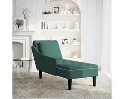 vidaXL Chaise longue fluweel donkergroen met kussen Chaise Longue - Chaise Longues - Chaise Lounge Stoel - Chaise Lounge Bank Stoel