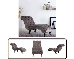 vidaXL Chaise Longue - Fluweel - Grijs - 145x52x77 cm Chaise Lounge - Loungestoel - Velvet Fauteuil - Grijze Bank - Design Meubilair