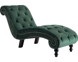 vidaXL Chaise Longue - Fluweel - Groen Chaise Lounge - Loungestoel - Stoffen Bank - Fluweelbank - Groene Bank