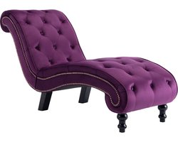 vidaXL Chaise longue - Fluweel - Paars - 145x52x77 cm Loungesofa - Chaiselongue - Velvet Bank - Lounge Stoel - Relaxstoel