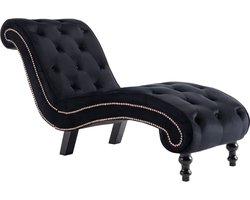 vidaXL - Chaise - longue - fluweel - zwart