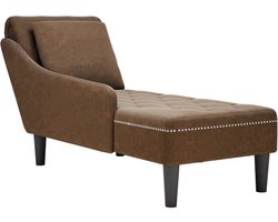 vidaXL Chaise Longue - Kunstleer - Bruin - Rechterarmleuning Chaise Longue - Chaise Longues - Chaise Lounge Stoel - Chaise Lounge Fauteuil