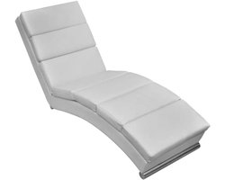 vidaXL Chaise Longue Kunstleer Wit Ligstoel Stoel Loungebank Bank Ligstoelen