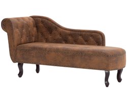 vidaXL - Chaise - longue - kunstsuède - bruin