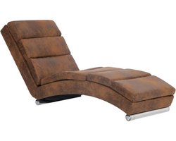 vidaXL - Chaise - longue - kunstsuède - bruin