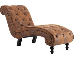 vidaXL - Chaise - longue - kunstsuède - bruin