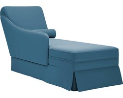vidaXL - Chaise - longue - met - bolster - en - rechterarmleuning - fluweel - blauw