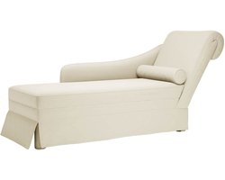 vidaXL - Chaise - longue - met - bolster - en - rechterarmleuning - fluweel - crème