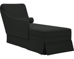 vidaXL - Chaise - longue - met - bolster - en - rechterarmleuning - fluweel - zwart