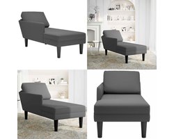 vidaXL Chaise longue met kussen corduroy stof donkergrijs - Chaise Longue - Chaise Longues - Chaise Lounge Stoel - Chaise Lounge Fauteuil