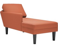 vidaXL - Chaise - longue - met - kussen - corduroy - stof - rood - oranje