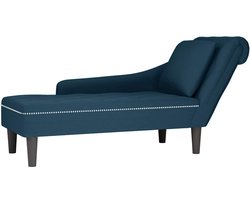 vidaXL - Chaise - longue - met - kussen - en - rechterarmleuning - fluweel - blauw