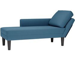 vidaXL - Chaise - longue - met - kussen - en - rechterarmleuning - fluweel - blauw